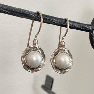 Sterling Silver and Pearl Antique Style Drop Earrings